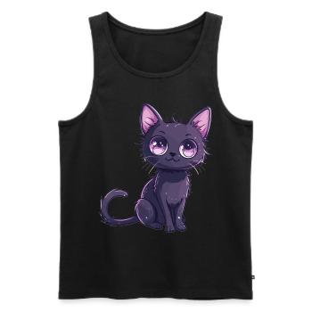 Goth Pastel Cute Creepy Kawaii Black Cat Vaporwave - Men's Premium Organic Tank Top - black - Front - Michal (187cm)