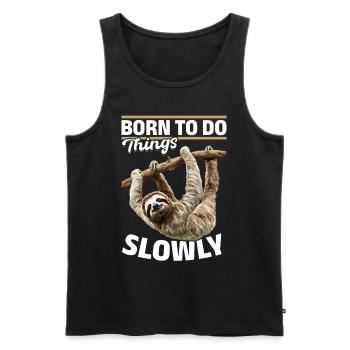 Funny Lazy Sloth Born to do things slowly - Männer Premium Bio Tank Top - Schwarz - Vorne - AI Model Male 178 light (178cm)