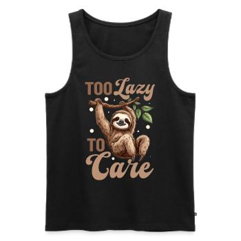 Funny Lazy Sloth Too lazy to care - Männer Premium Bio Tank Top - Schwarz - Vorne - AI Model Male 178 light (178cm)