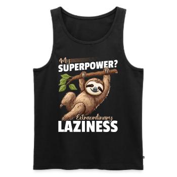 Lazy Sloth My superpower? Extraordinary laziness. - Men's Premium Organic Tank Top - black - Front - AI Model Male 178 light (178cm)