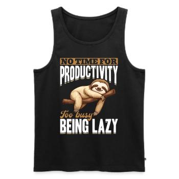 Paresseux : Pas de temps pour la productivité, trop occupé, paresseux - Débardeur bio Premium Homme - noir - Devant - AI Model Male 178 light (178cm)