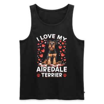 Race de chien J’aime mon Airedale Terrier - Débardeur bio Premium Homme - noir - Devant - Michal (187cm)