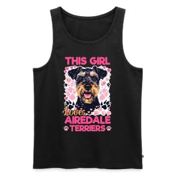 Race de chien Cette fille aime les Airedale Terriers - Débardeur bio Premium Homme - noir - Devant - Michal (187cm)