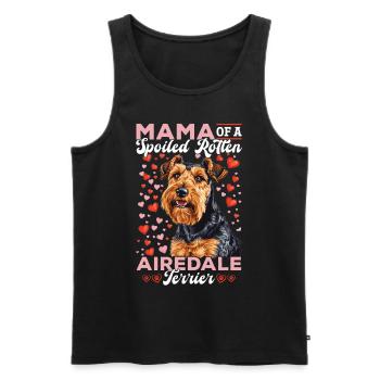 Maman chienne d’un terrier Airedale pourri gâté - Débardeur bio Premium Homme - noir - Devant - Michal (187cm)