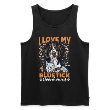Race de chien J’aime mon Bluetick Coonhound - Débardeur bio Premium Homme - noir - Devant - Michal (187cm)