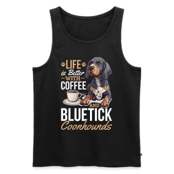 Bluetick Coonhound Dog Life is Better with Coffee - Männer Premium Bio Tank Top - Schwarz - Vorne - Michal (187cm)
