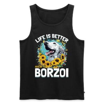 Borzoi Dog Breed Life is Better with a Borzoi - Men's Premium Organic Tank Top - black - Front - AI Model Male 178 light (178cm)