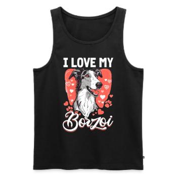 Borzoi Dog Breed I Love my Borzoi - Men's Premium Organic Tank Top - black - Front - AI Model Male 178 light (178cm)