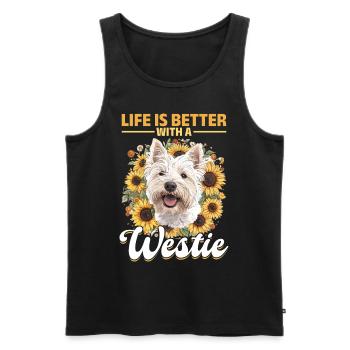 West Highland White Terrier Westie Race de chien - Débardeur bio Premium Homme - noir - Devant - Michal (187cm)