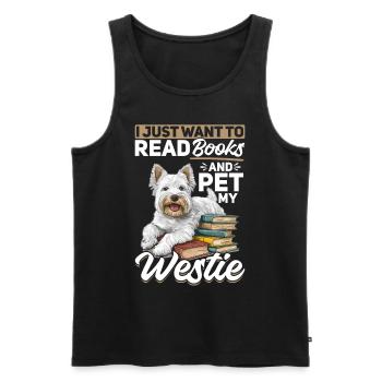 West Highland White Terrier Westie chien race livres - Débardeur bio Premium Homme - noir - Devant - Michal (187cm)