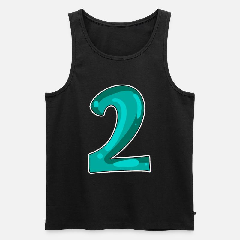 2 - Zahl - Nummer Zwei Motiv - Männer Premium Bio Tank Top - Schwarz