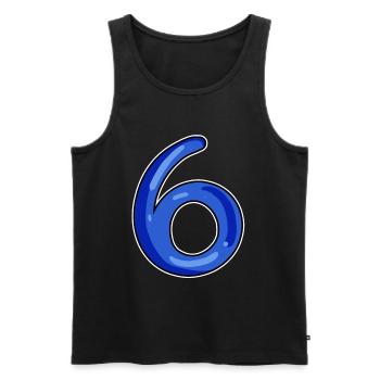 Number 6 Number Dark Blue - Men's Premium Organic Tank Top - black - Front - AI Model Male 178 light (178cm)