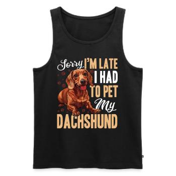 Teckel Doxie Wiener Race de chien Désolé, je suis en retard - Débardeur bio Premium Homme - noir - Devant - Michal (187cm)