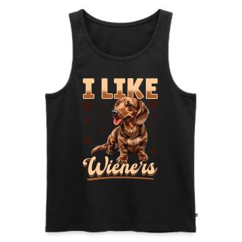 Dachshund Doxie Wiener Dog Breed I Like Wieners - Men's Premium Organic Tank Top - black - Front - AI Model Male 178 light (178cm)
