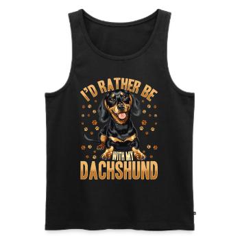 Teckel Doxie Wiener Race de chien Je préfère - Débardeur bio Premium Homme - noir - Devant - Michal (187cm)