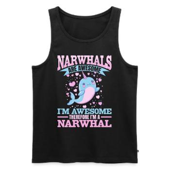 Drôle de narval animal Les narvals sont géniaux - Débardeur bio Premium Homme - noir - Devant - AI Model Male 178 light (178cm)