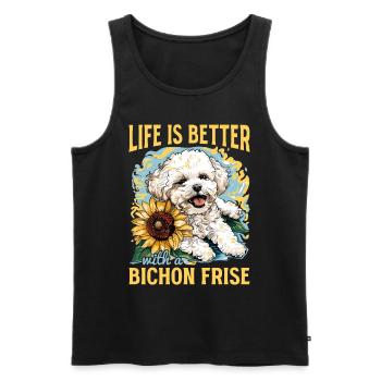 Bichon Frise Dog Breed Life is Better - Männer Premium Bio Tank Top - Schwarz - Vorne - Michal (187cm)