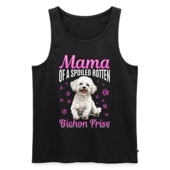 Bichon frisé race chien Mama d’un pourri gâté - Débardeur bio Premium Homme - noir - Devant - Michal (187cm)