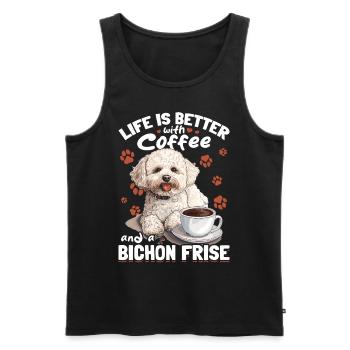 Bichon Frise Dog Breed Life is Better with Coffee - Männer Premium Bio Tank Top - Schwarz - Vorne - Michal (187cm)