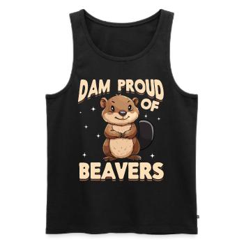 Funny Beaver Animal Dam proud of beavers - Men's Premium Organic Tank Top - black - Front - Michal (187cm)