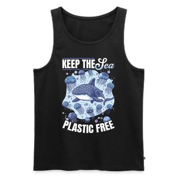 Funny Whale Shark Animal Keep the sea plastic free - Männer Premium Bio Tank Top - Schwarz - Vorne - AI Model Male 178 light (178cm)