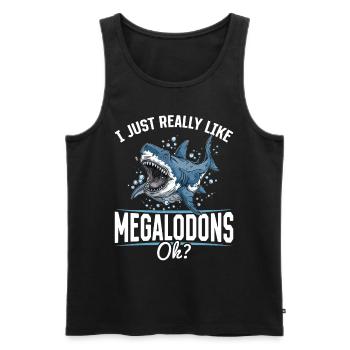 Requin animal J’aime beaucoup les mégalodons, d’accord ? - Débardeur bio Premium Homme - noir - Devant - Michal (187cm)