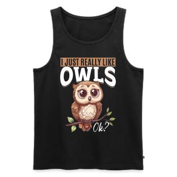 Owl Nocturnal Bird Animal I Just Really Like - Männer Premium Bio Tank Top - Schwarz - Vorne - AI Model Male 178 light (178cm)
