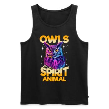 Owl Nocturnal Bird Animal Owls are my spirit - Männer Premium Bio Tank Top - Schwarz - Vorne - AI Model Male 178 light (178cm)