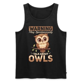 Funny Owl Nocturnal Bird Animal Warning - Men's Premium Organic Tank Top - black - Front - AI Model Male 178 light (178cm)