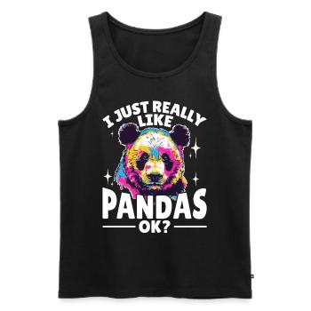 Funny Panda Animal I Just Really Like Pandas, Ok? - Men's Premium Organic Tank Top - black - Front - AI Model Male 178 light (178cm)