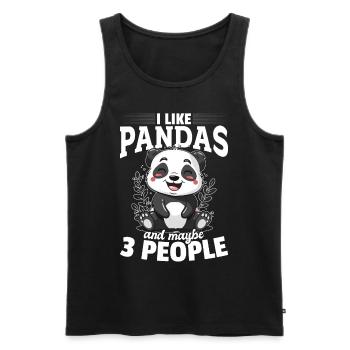 Funny Panda Animal I Like Pandas And Maybe 3 Peopl - Men's Premium Organic Tank Top - black - Front - AI Model Male 178 light (178cm)