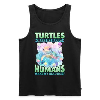 Drôle de tortue de mer Les tortues animales me rendent heureux - Débardeur bio Premium Homme - noir - Devant - Michal (187cm)