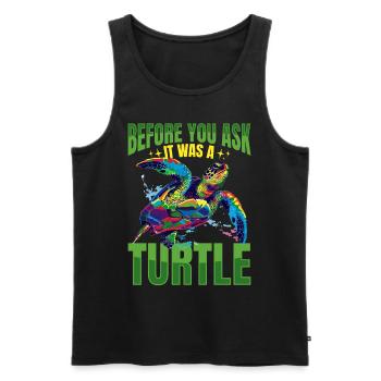Animal de tortue de mer avant que vous ne demandiez C’était une tortue - Débardeur bio Premium Homme - noir - Devant - Michal (187cm)
