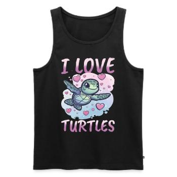 Funny Sea Turtle Animal I Love Turtles - Männer Premium Bio Tank Top - Schwarz - Vorne - AI Model Male 178 light (178cm)
