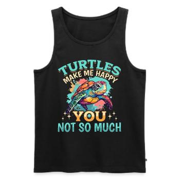 Drôle de tortue de mer Les tortues animales me rendent heureux - Débardeur bio Premium Homme - noir - Devant - Michal (187cm)