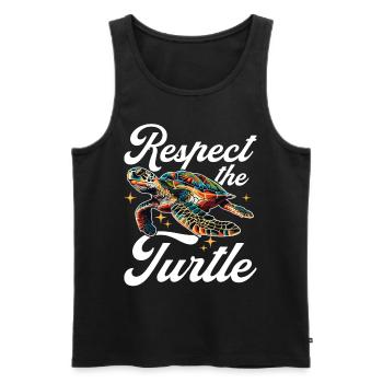 Funny Sea Turtle Animal Respect the Turtle - Männer Premium Bio Tank Top - Schwarz - Vorne - AI Model Male 178 light (178cm)