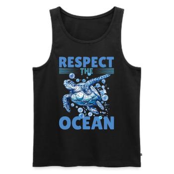 Funny Sea Turtle Animal Respect the Ocean - Männer Premium Bio Tank Top - Schwarz - Vorne - AI Model Male 178 light (178cm)