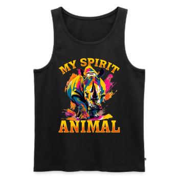 Funny Rhino Rhino Animal my spirit animal - Men's Premium Organic Tank Top - black - Front - Michal (187cm)