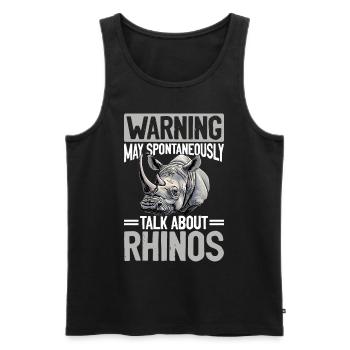 Avertissement d’animal rhinocéros drôle - Débardeur bio Premium Homme - noir - Devant - Michal (187cm)