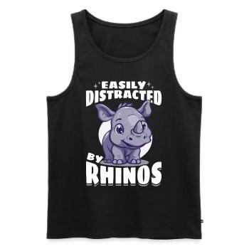 Rhinozeros Animal Easily Distracted By Rhinos - Männer Premium Bio Tank Top - Schwarz - Vorne - Michal (187cm)