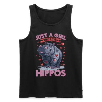 Drôle d’hippopotame hippopotame animal juste une fille qui - Débardeur bio Premium Homme - noir - Devant - Michal (187cm)