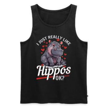 Hippopotame Hippopotame Animal J’aime vraiment Hippopotame - Débardeur bio Premium Homme - noir - Devant - Michal (187cm)