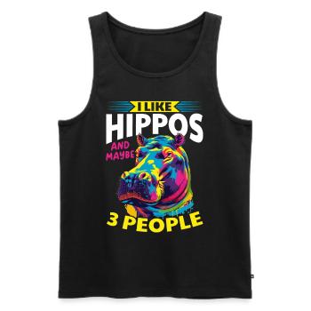 Hippo Hippopotamus Animal I Like Hippos - Männer Premium Bio Tank Top - Schwarz - Vorne - AI Model Male 178 light (178cm)