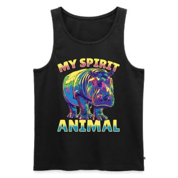 Drôle d’hippopotame Hippopotame Animal mon animal spirituel - Débardeur bio Premium Homme - noir - Devant - Michal (187cm)