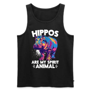 Hippo Hippopotamus Animal Hippos are my spirit - Men's Premium Organic Tank Top - black - Front - AI Model Male 178 light (178cm)