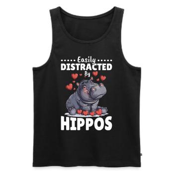 Hippo Hippopotamus Animal Easily Distracted By - Männer Premium Bio Tank Top - Schwarz - Vorne - AI Model Male 178 light (178cm)