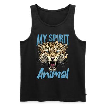 Drôle de Jaguar Animal mon animal spirituel - Débardeur bio Premium Homme - noir - Devant - Michal (187cm)