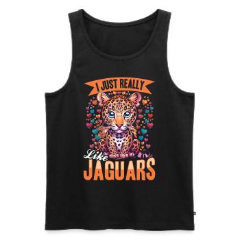 Drôle d’animal jaguar J’aime vraiment les jaguars, ok - Débardeur bio Premium Homme - noir - Devant - Michal (187cm)