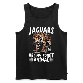 Drôle d’animal Jaguar Les jaguars sont mon animal spirituel - Débardeur bio Premium Homme - noir - Devant - Michal (187cm)