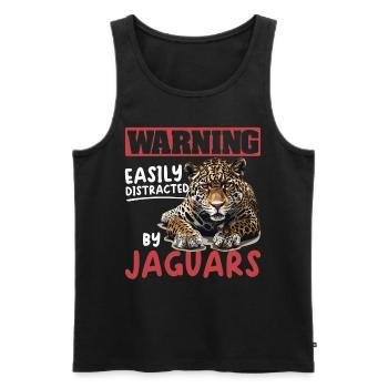 L’avertissement des animaux Jaguar est facilement distrait par les jaguars - Débardeur bio Premium Homme - noir - Devant - Michal (187cm)